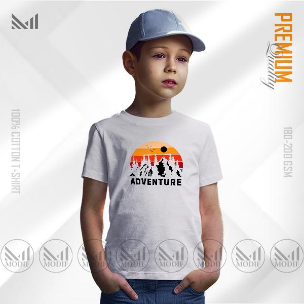 ADVENTURE kids graphic t-shirt premium cotton unisex round neck short sleeve baju budak boys & girls