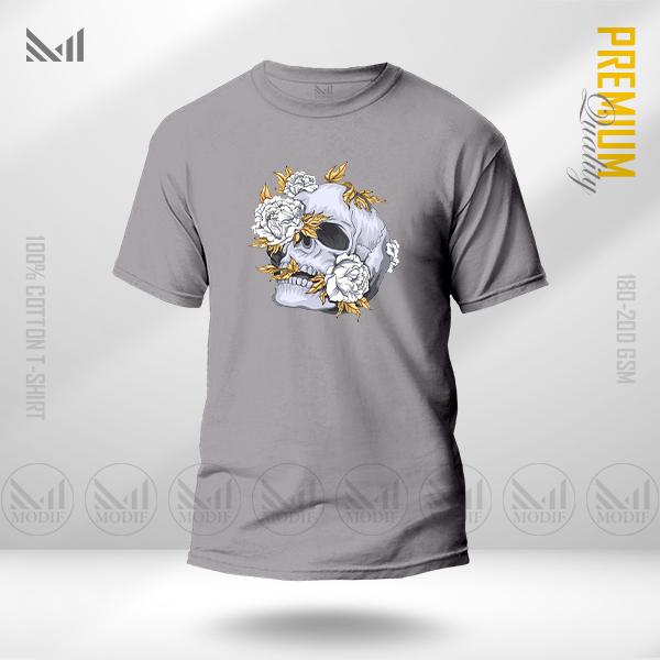 Aesthetic Skull Flower Graphic T-Shirt | Premium Cotton | Unisex | Round Neck