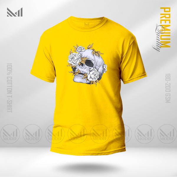 Aesthetic Skull Flower Graphic T-Shirt | Premium Cotton | Unisex | Round Neck