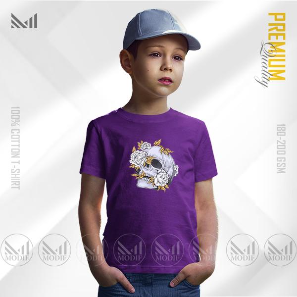 Aesthetic Skull Flower Kids Graphic Tee | Premium Cotton | Unisex | Short Sleeve