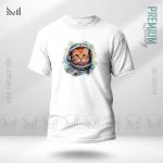 AstroCat Graphic T-Shirt – Space Cat Artwork in Premium Cotton | Unisex Round Neck | Short Sleeve