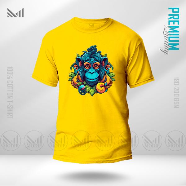 Blue Monkey Graphic T-Shirt Made With Premium Cotton Unisex Round Neck Short Sleeve