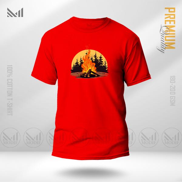 Campfire Graphic T-Shirt – Bold Outdoor Camp Inspired Artwork | Premium Cotton | Unisex Round Neck | Short Sleeve