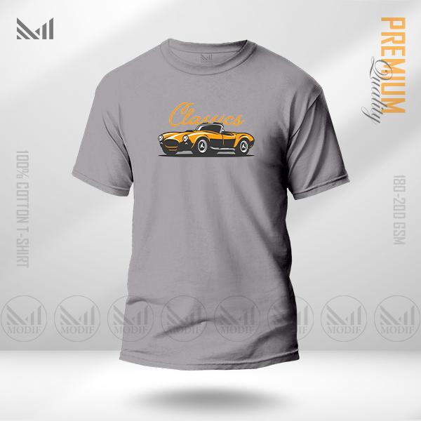 Classic Car Graphic T-Shirt – Vintage Automobile Artwork in Premium Cotton | Unisex Round Neck | Short Sleeve