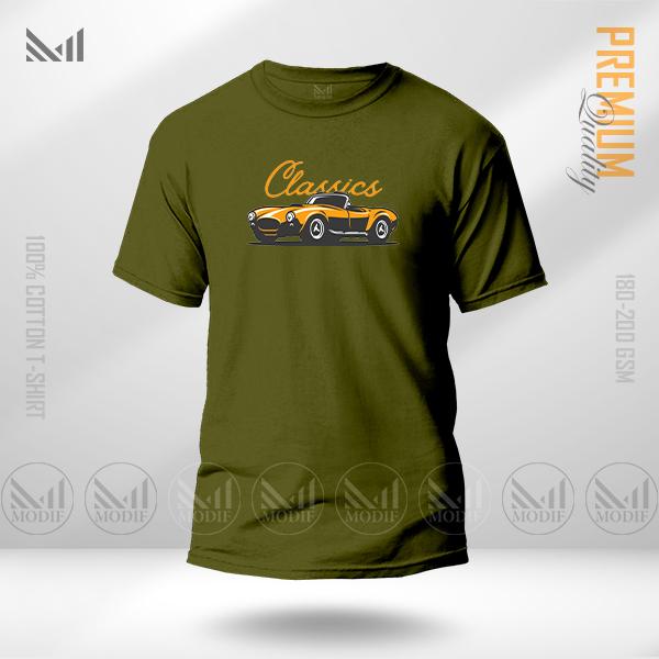 Classic Car Graphic T-Shirt – Vintage Automobile Artwork in Premium Cotton | Unisex Round Neck | Short Sleeve
