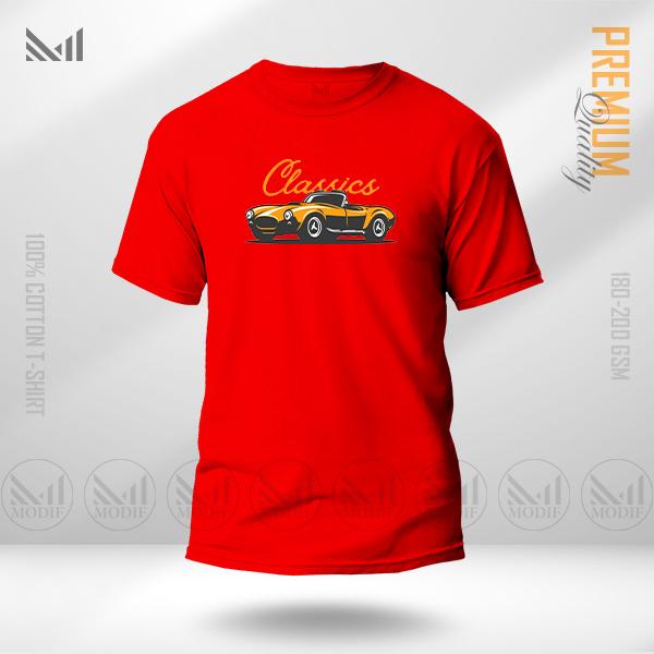 Classic Car Graphic T-Shirt – Vintage Automobile Artwork in Premium Cotton | Unisex Round Neck | Short Sleeve