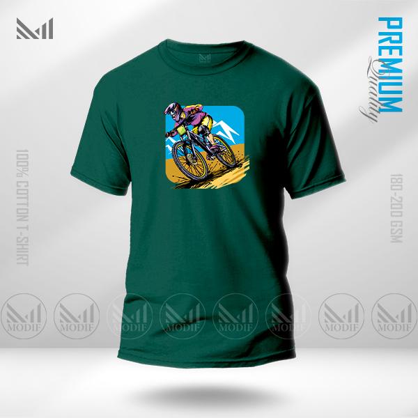 Cyclist Graphic Cotton T-Shirt for Everyday Wear | Premium Soft Fabric | Unisex Round Neck Short Sleeve