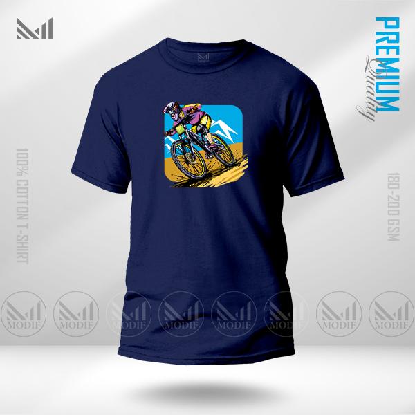 Cyclist Graphic Cotton T-Shirt for Everyday Wear | Premium Soft Fabric | Unisex Round Neck Short Sleeve