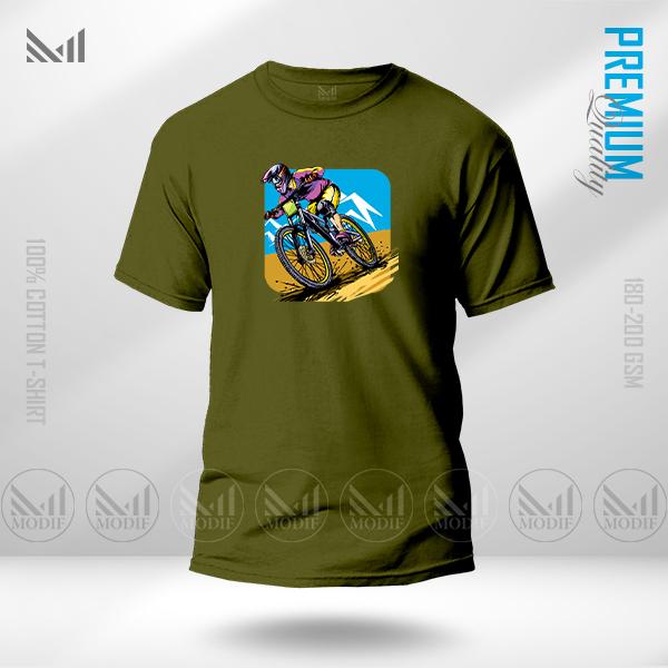 Cyclist Graphic Cotton T-Shirt for Everyday Wear | Premium Soft Fabric | Unisex Round Neck Short Sleeve