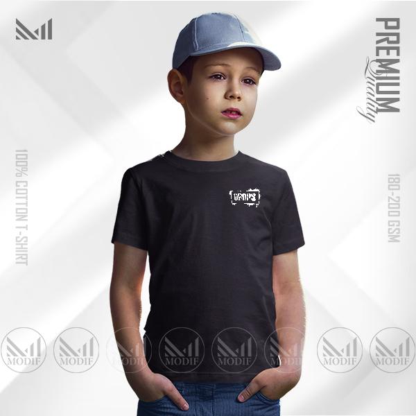Drops kids classic logo tshirt premium cotton unisex round neck short sleeve baju budak boys & girls