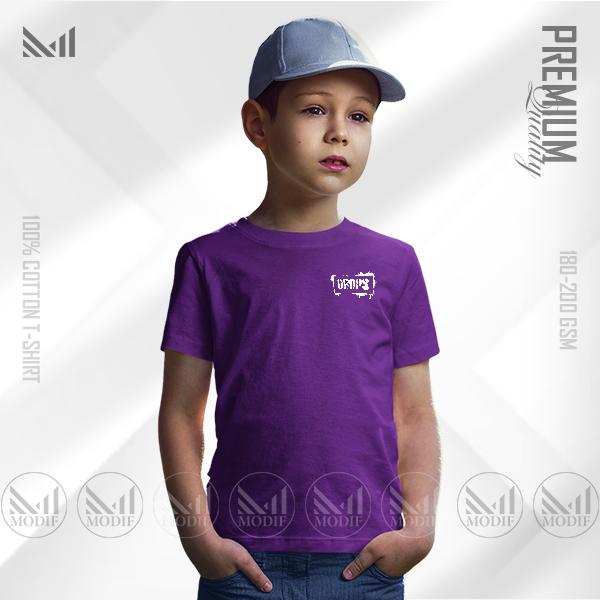 Drops kids classic logo tshirt premium cotton unisex round neck short sleeve baju budak boys & girls