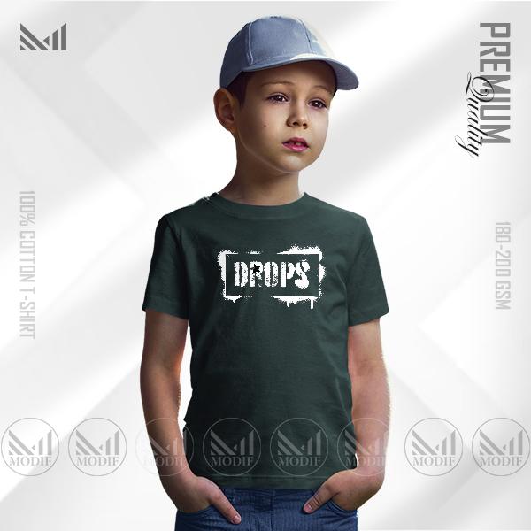 Drops kids graphic tshirt premium cotton unisex round neck short sleeve baju budak boys & girls