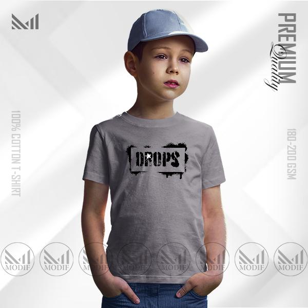Drops kids graphic tshirt premium cotton unisex round neck short sleeve baju budak boys & girls