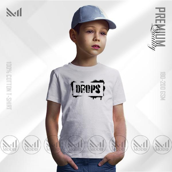Drops kids graphic tshirt premium cotton unisex round neck short sleeve baju budak boys & girls