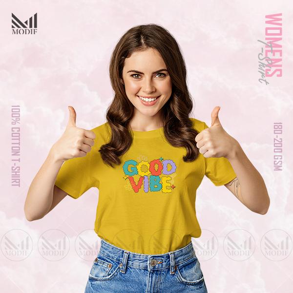 Good vibe Women Graphic T-Shirt Made With Premium Cotton Unisex Round Neck Short Sleeve