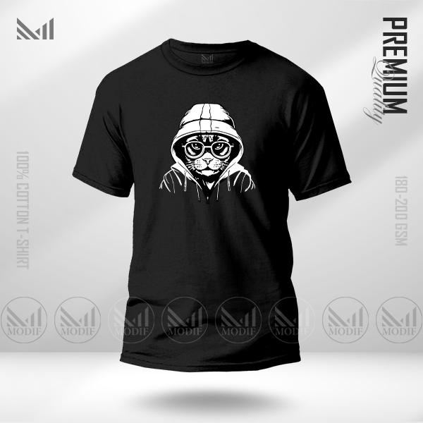 Hacker Cat Graphic T-Shirt Made With Premium Cotton Unisex Round Neck Short Sleeve