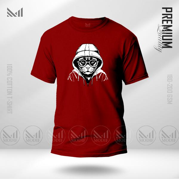 Hacker Cat Graphic T-Shirt Made With Premium Cotton Unisex Round Neck Short Sleeve