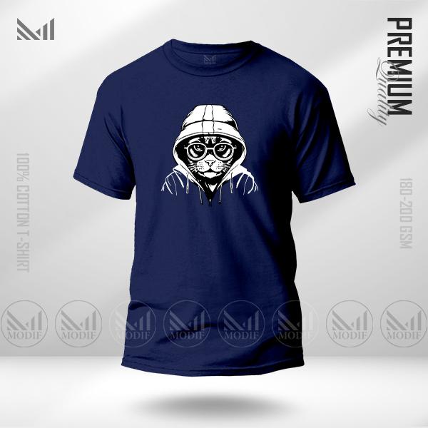 Hacker Cat Graphic T-Shirt Made With Premium Cotton Unisex Round Neck Short Sleeve