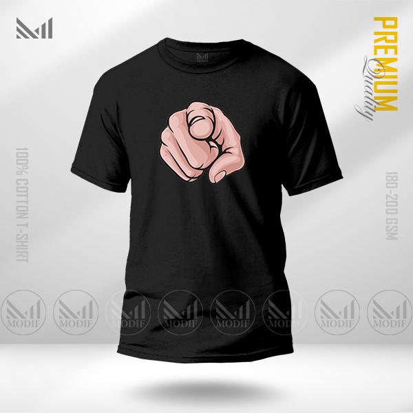 Hand Pointing Graphic T-Shirt Made With Premium Cotton Unisex Round Neck Short Sleeve