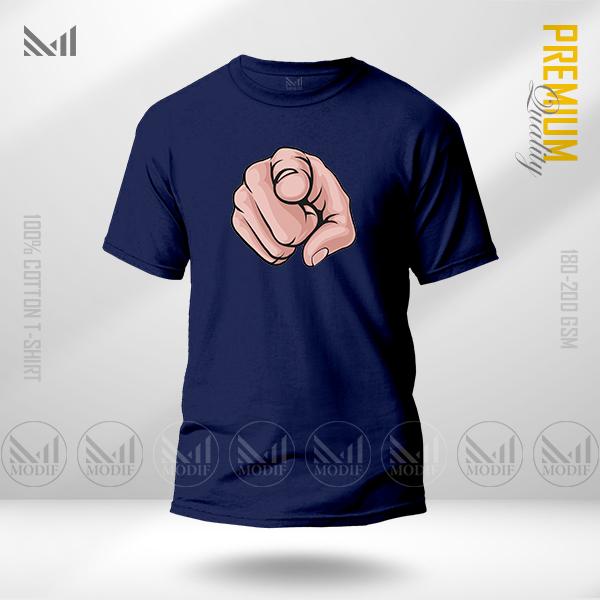 Hand Pointing Graphic T-Shirt Made With Premium Cotton Unisex Round Neck Short Sleeve