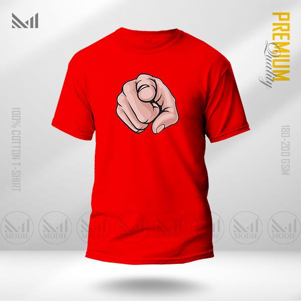 Hand Pointing Graphic T-Shirt Made With Premium Cotton Unisex Round Neck Short Sleeve