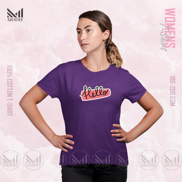 Hello Text Women Graphic T-Shirt Made With Premium Cotton Unisex Round Neck Short Sleeve