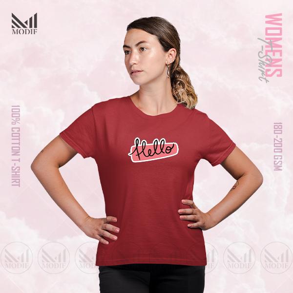 Hello Text Women Graphic T-Shirt Made With Premium Cotton Unisex Round Neck Short Sleeve