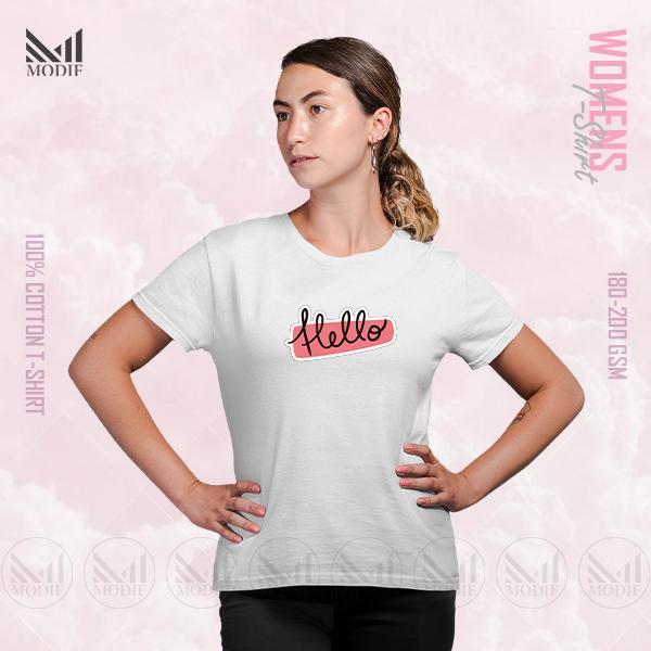 Hello Text Women Graphic T-Shirt Made With Premium Cotton Unisex Round Neck Short Sleeve