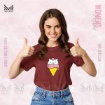 Ice Cream Cat Women Graphic T-Shirt Made With Premium Cotton Unisex Round Neck Short Sleeve