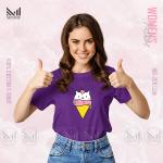 Ice Cream Cat Women Graphic T-Shirt Made With Premium Cotton Unisex Round Neck Short Sleeve