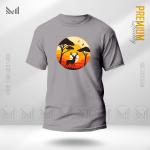 Jungle Sunset Graphic T-Shirt – Tropical Silhouette Sunset Design | Premium Cotton | Unisex Round Neck | Short Sleeve | Casual Streetwear
