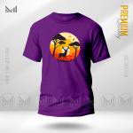 Jungle Sunset Graphic T-Shirt – Tropical Silhouette Sunset Design | Premium Cotton | Unisex Round Neck | Short Sleeve | Casual Streetwear