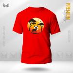 Jungle Sunset Graphic T-Shirt – Tropical Silhouette Sunset Design | Premium Cotton | Unisex Round Neck | Short Sleeve | Casual Streetwear