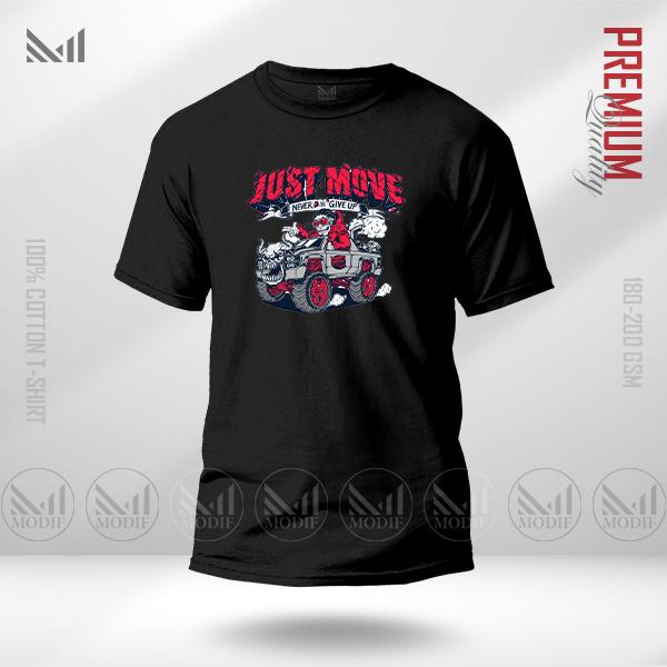 Just Move Graphic T-Shirt – Motivational Active Lifestyle Design | Premium Cotton | Unisex Round Neck | Short Sleeve | Casual Streetwear Style