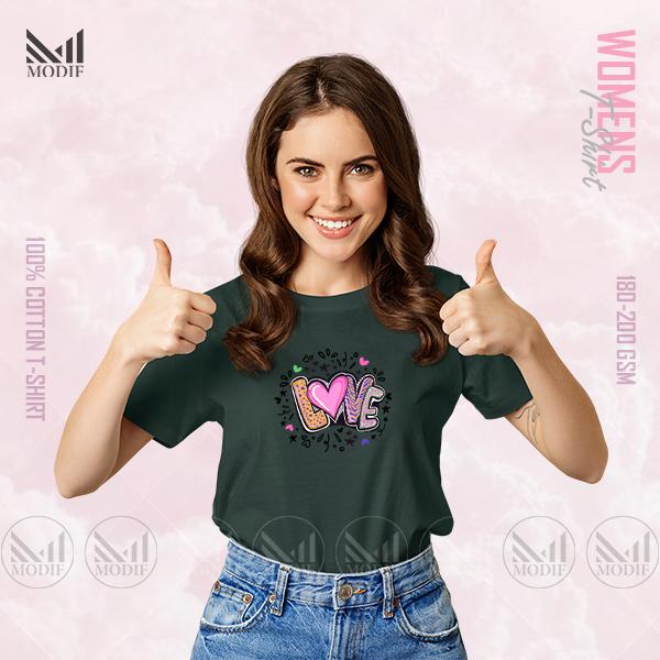 Love  Women Graphic T-Shirt Made With Premium Cotton Unisex Round Neck Short Sleeve