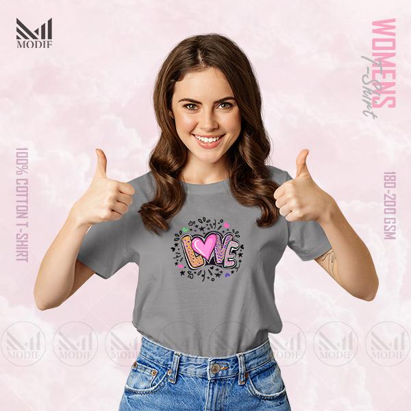 Love  Women Graphic T-Shirt Made With Premium Cotton Unisex Round Neck Short Sleeve