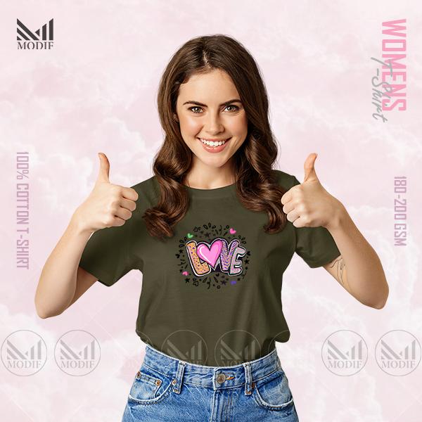 Love  Women Graphic T-Shirt Made With Premium Cotton Unisex Round Neck Short Sleeve