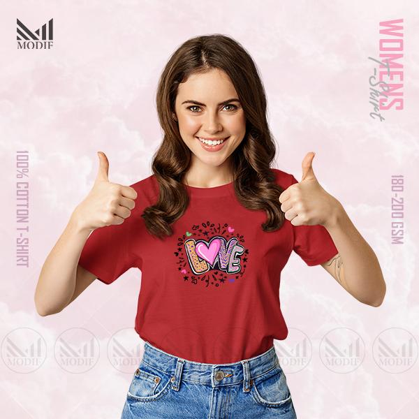 Love  Women Graphic T-Shirt Made With Premium Cotton Unisex Round Neck Short Sleeve