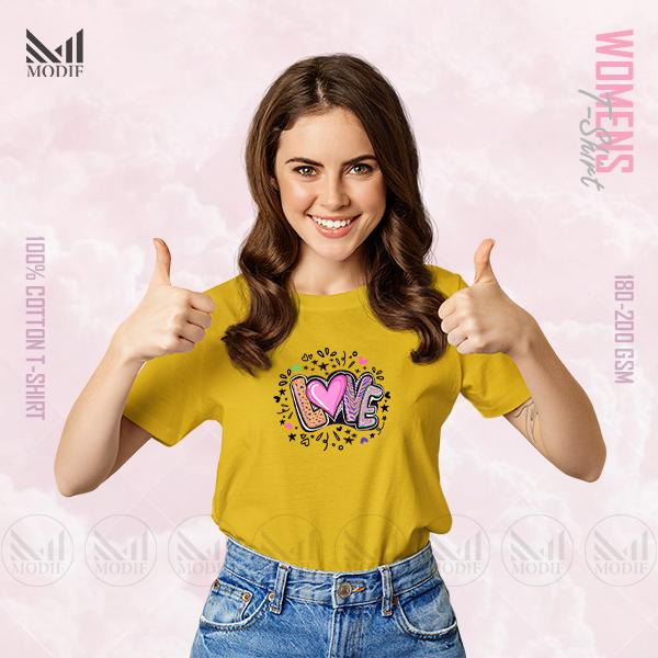 Love  Women Graphic T-Shirt Made With Premium Cotton Unisex Round Neck Short Sleeve