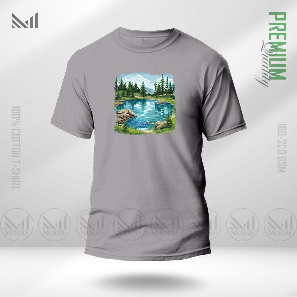 Nature View Graphic T-Shirt – Scenic Landscape Inspired Artwork | Premium Cotton | Unisex Round Neck | Short Sleeve