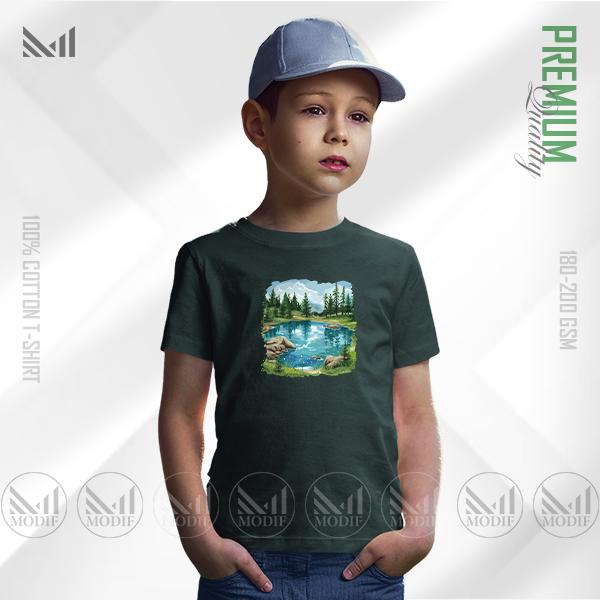 Nature View Kids Graphic T-Shirt – Scenic Landscape Artwork | Premium Cotton | Unisex Round Neck | Short Sleeve