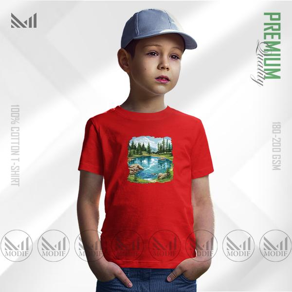Nature View Kids Graphic T-Shirt – Scenic Landscape Artwork | Premium Cotton | Unisex Round Neck | Short Sleeve
