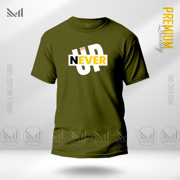 Never give up graphic tshirt premium cotton unisex round neck short sleeve t shirt man & women
