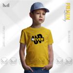 Never give up kids graphic t-shirt premium cotton unisex round neck short sleeve baju budak lelaki perempuan
