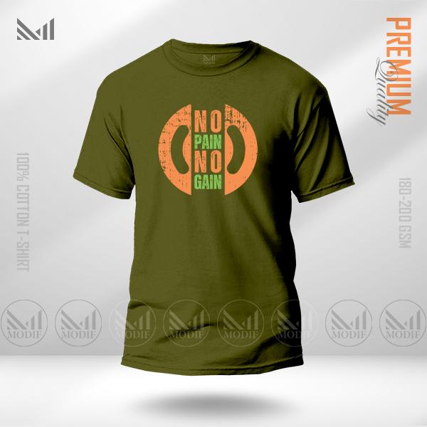 No Pain No Gain Motivational Graphic T-Shirt – Premium Cotton Unisex Round Neck