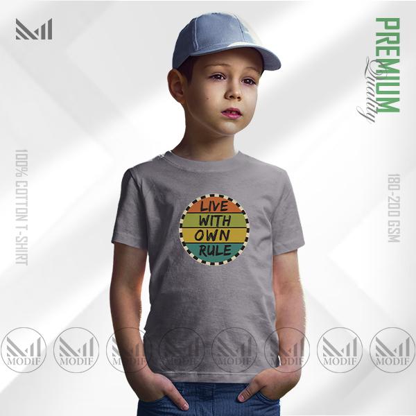 Own Rule Kids Graphic T-Shirt – Bold Statement Print | Premium Cotton Fabric | Unisex Round Neck | Short Sleeve | Comfortable Everyday Wear for Boys & Girls