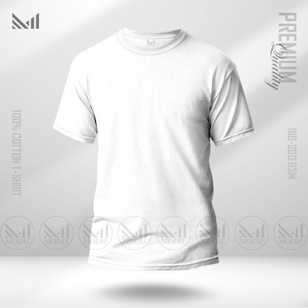 White plain t shirt men & women premium Cotton Unisex Round neck baju putih lelaki prempuan