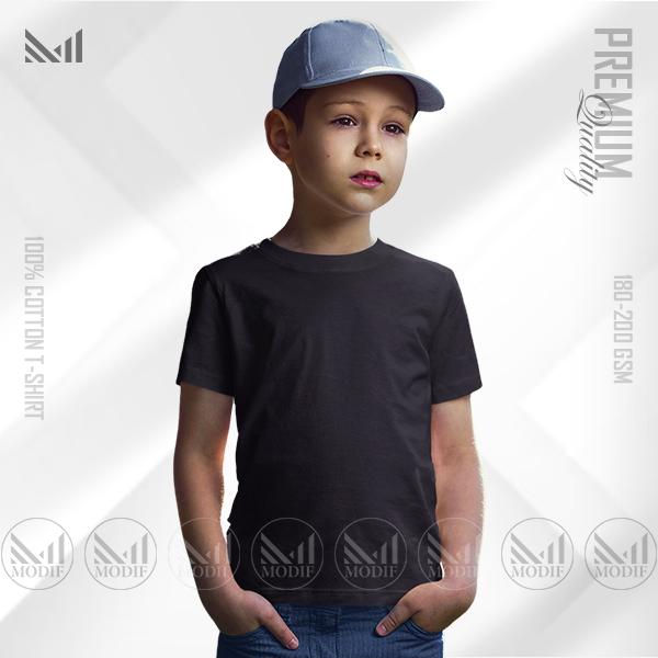 Black kids plain t-shirt premium cotton unisex tshirt boys & girls baju budak lelaki perempuan
