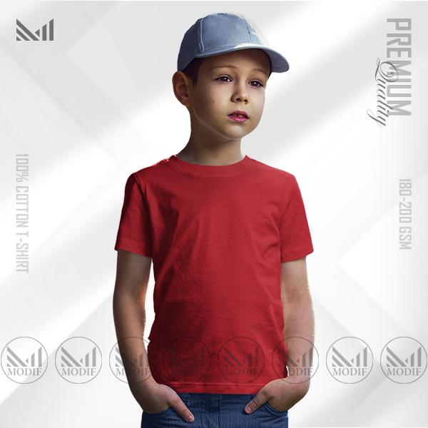 Red kids plain t-shirt premium cotton unisex tshirt boys & girls baju budak lelaki perempuan