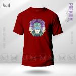 Polygon Lion Graphic T-Shirt – Geometric Animal Design | Premium Cotton | Unisex Round Neck | Short Sleeve | Modern Streetwear Style